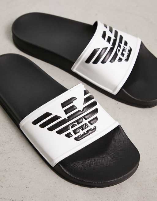 Emporio armani hot sale logo slides