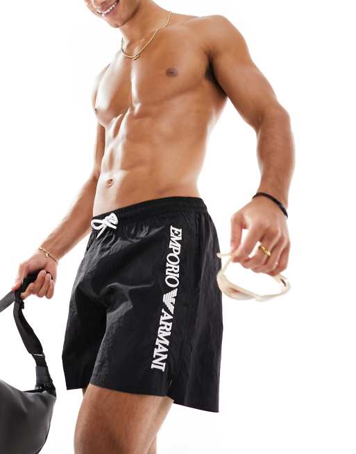 Emporio Armani Bodywear logo swim shorts in black