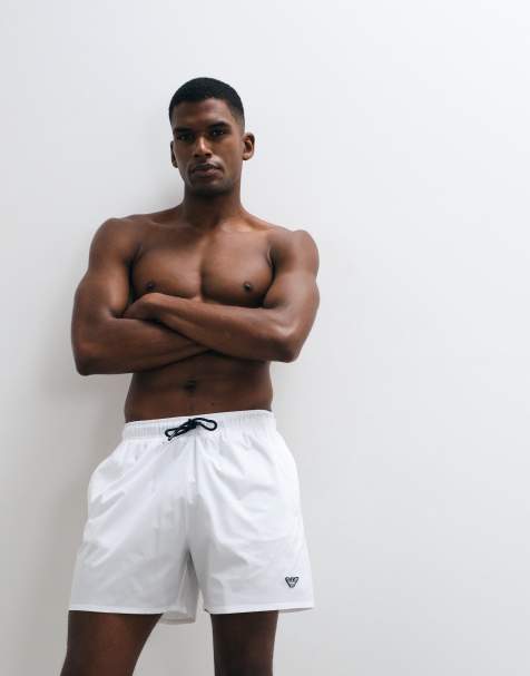 Emporio Armani Bodywear logo swim shorts in white - view 1