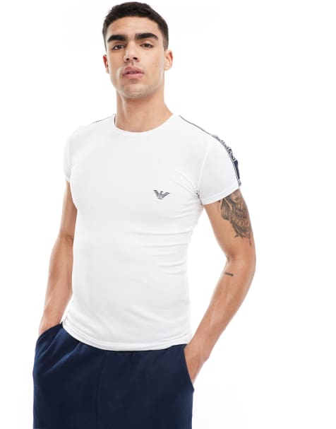 Emporio Armani Bodywear logo tape t-shirt in white - view 1