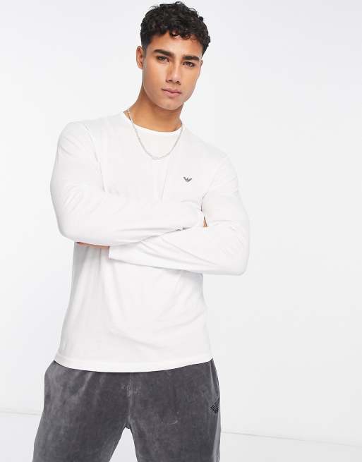 Emporio Armani Bodywear long sleeve lounge top in white | ASOS