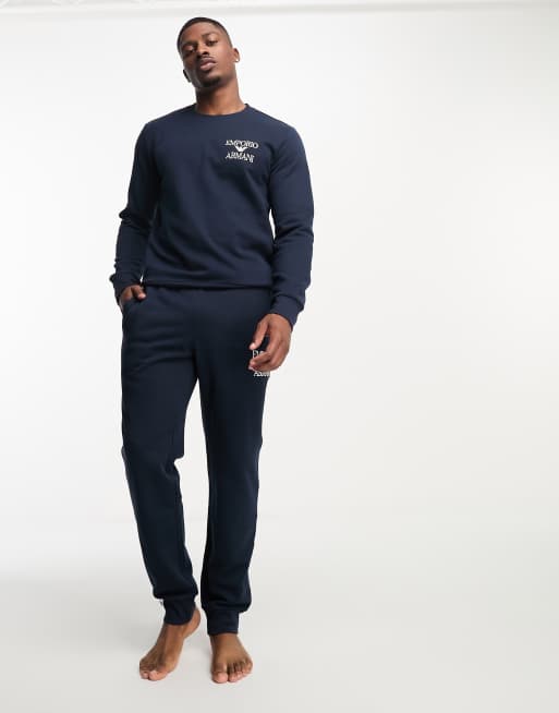 Emporio Armani Bodywear long sleeve t shirt and pants pajama set in navy