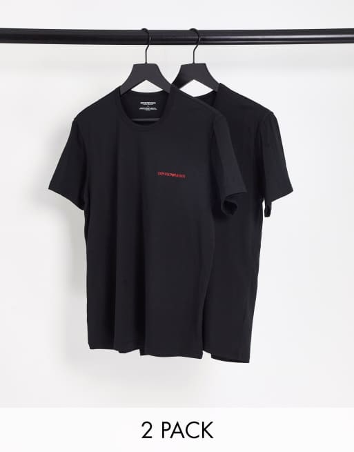 Emporio Armani Bodywear Lot de 2 t shirts avec logo Noir ASOS