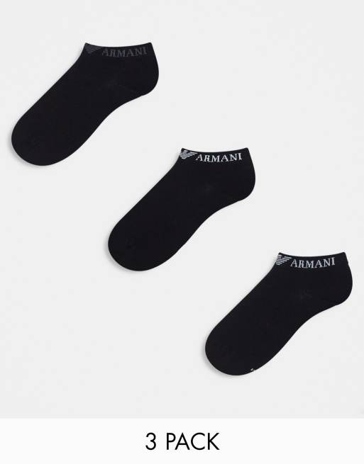 Emporio Armani - Bodywear - Lot de 3 paires de chaussettes à logo - Noir