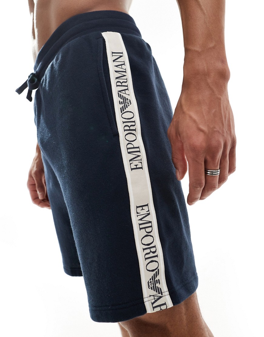 Emporio Armani Bodywear lounge shorts with logo detail in navy