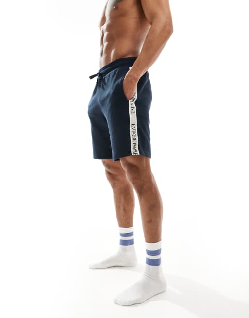 Emporio Armani Bodywear lounge shorts with logo detail in navy