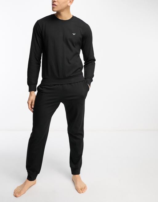 Emporio armani lightweight on sale lounge tracksuit black