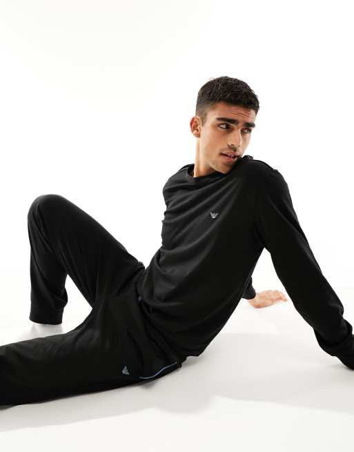 Emporio Armani Bodywear lounge top and trackies in black