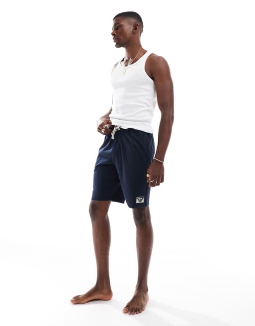 Emporio Armani - Bodywear - Loungeshort met logodetail in marineblauw
