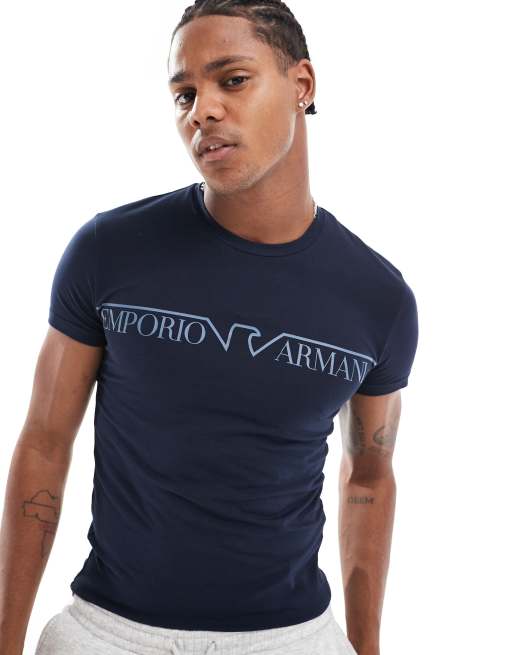 Emporio Armani – Bodywear – Marinblå, mysig t-shirt med logga