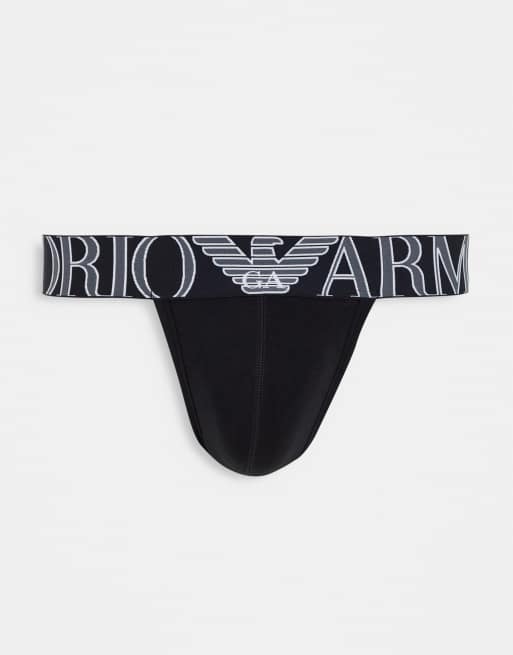 Emporio Armani Bodywear megalogo jockstrap in black