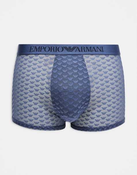 Emporio Armani Bodywear mesh logo boxer briefs in blue - part of a set - view 1