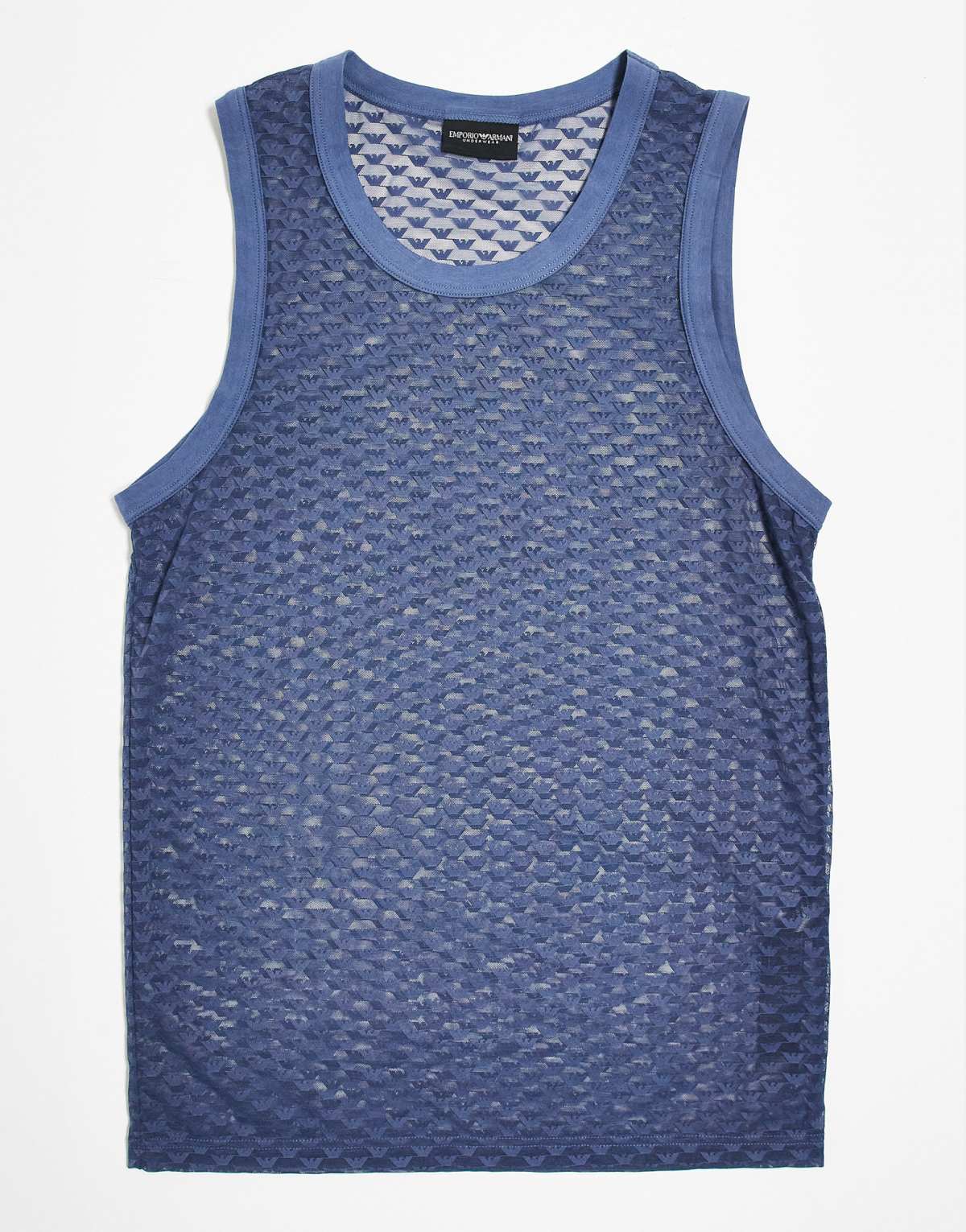 Emporio Armani Bodywear mesh logo vest in blue CO-ORD