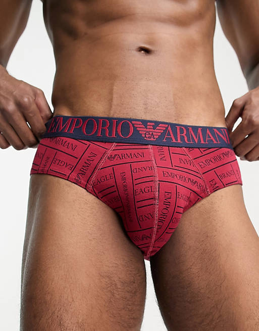 slaap fluctueren actrice Emporio Armani - Bodywear - Onderbroek met logoprint in rood | ASOS