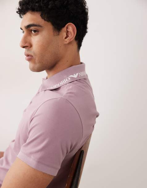 Emporio Armani – Bodywear – Polohemd in Rosa mit Logo am Kragen - view 1