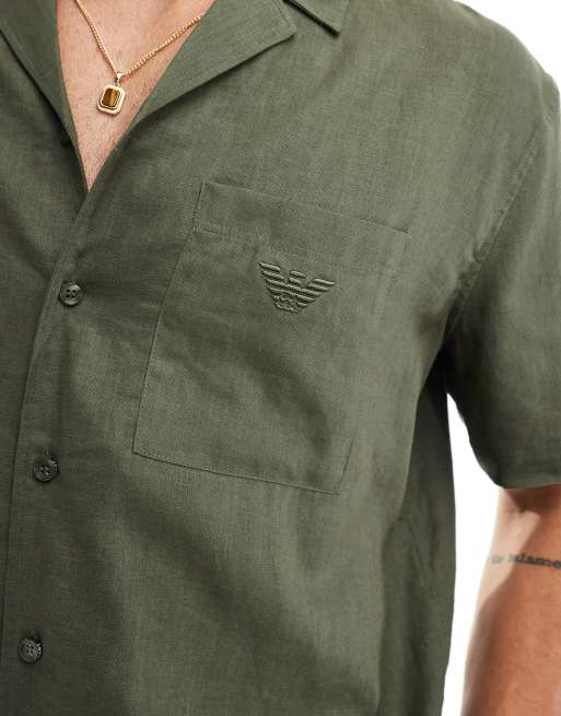 Emporio Armani Military Regular popular Fit 4 Pocket Button Down Shirt