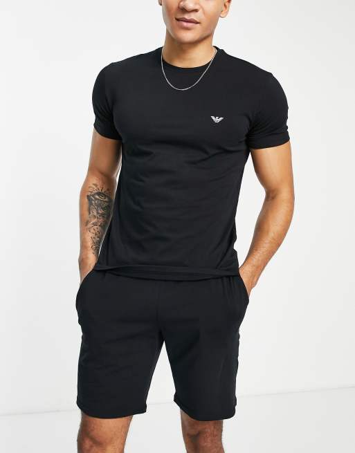 Emporio Armani Bodywear pyjama t-shirt and shorts set in black | ASOS