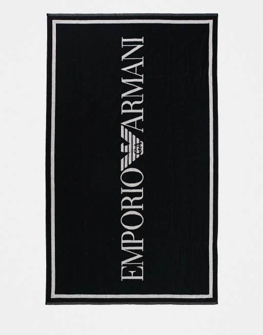 Emporio Armani Bodywear Serviette de plage logo Noir