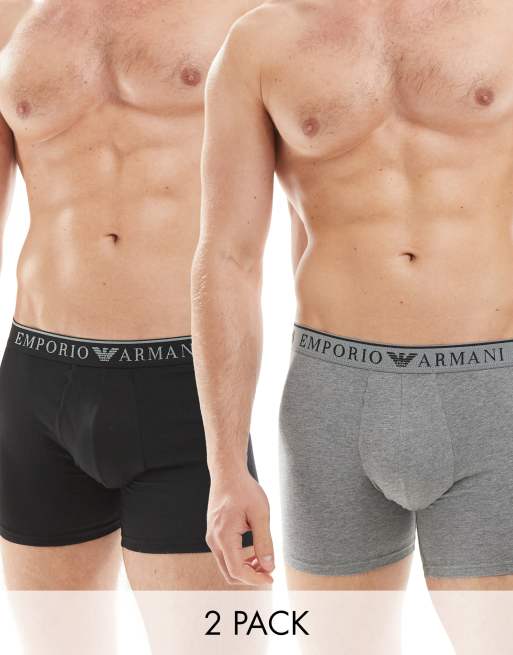 Emporio Armani - Bodywear - Set van 2 boxershorts in zwart en grijs