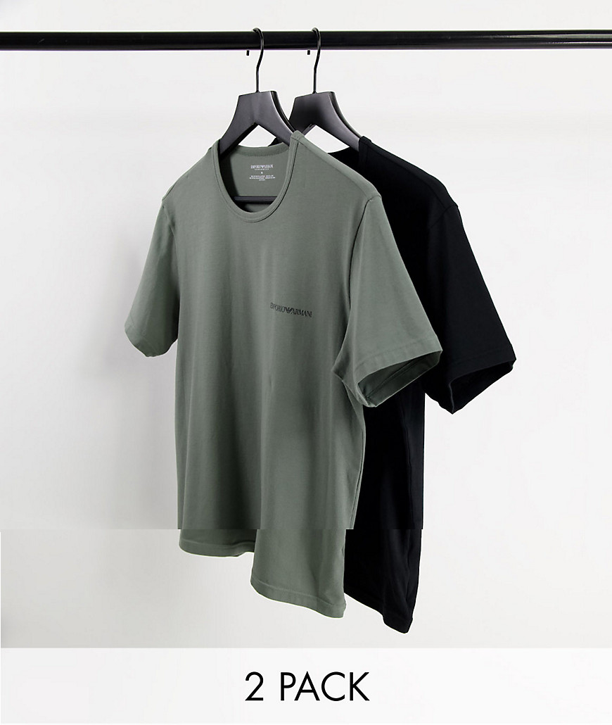 Emporio Armani Bodywear - Set van 2 core T-shirts met logobies in zwart/grijs-Veelkleurig