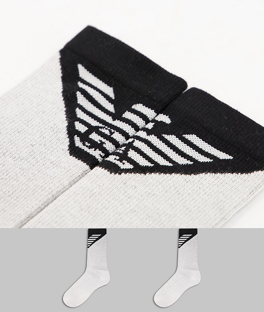 Emporio Armani - Bodywear - Set van 2 paar korte sokken in grijs/zwart