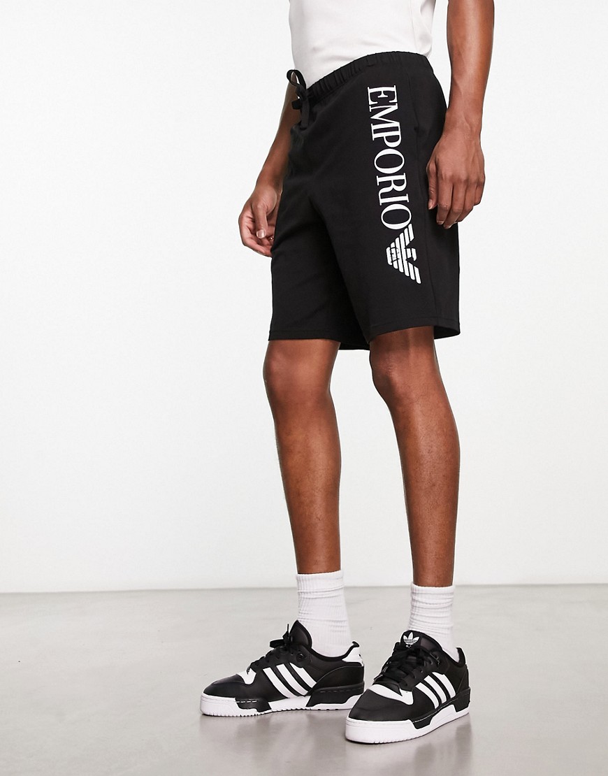 Emporio Armani Bodywear side logo lounge shorts in black