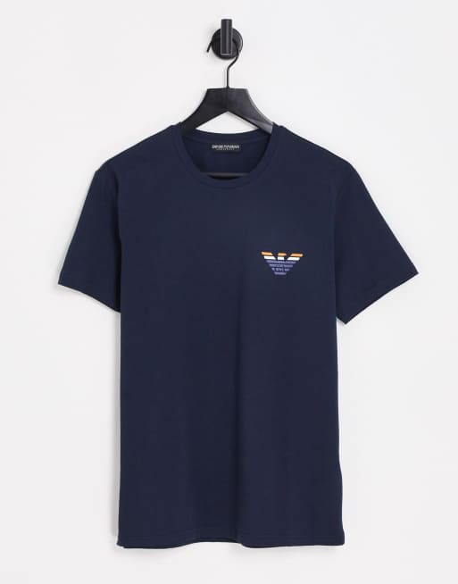 Emporio Armani Bodywear striped logo T-shirt in navy | ASOS