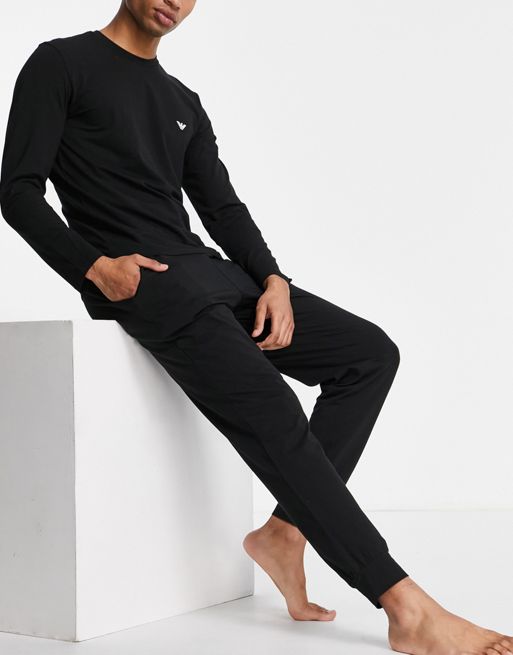 Emporio Armani Bodywear sweatshirt and joggers gift set in black | ASOS