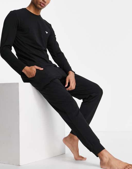 Emporio Armani Bodywear sweatshirt and joggers set in black
