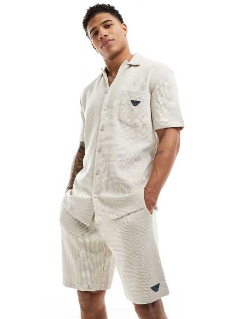 Emporio Armani - Bodywear - T-shirt color crema a nido d'ape