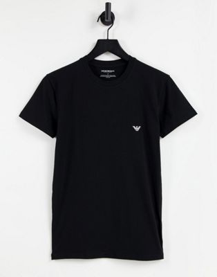 Emporio Armani – Bodywear – T-Shirt in Schwarz mit kontrastierendem Logo hinten