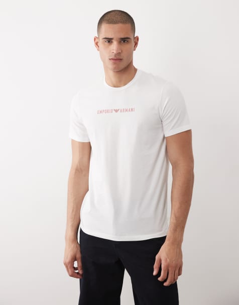 Emporio Armani – Bodywear – T-Shirt in Weiß mit Logo auf der Brust - view 1