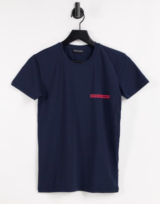 Emporio Armani – Bodywear – T-Shirt mit Logoprint in Marineblau