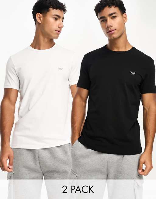 Emporio Armani – Bodywear – T-Shirts in Schwarz/Weiß im 2er-Pack