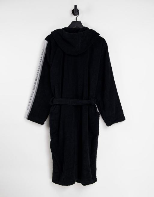 Emporio Armani Bodywear taped arm dressing gown in black ASOS