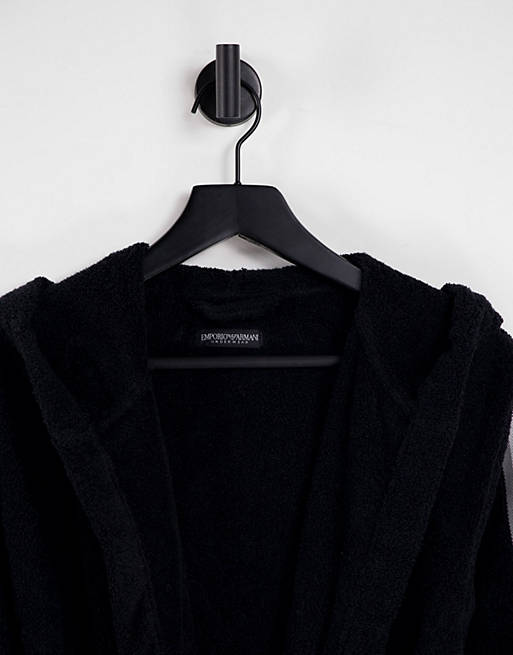  Emporio Armani Bodywear taped arm dressing gown in black 