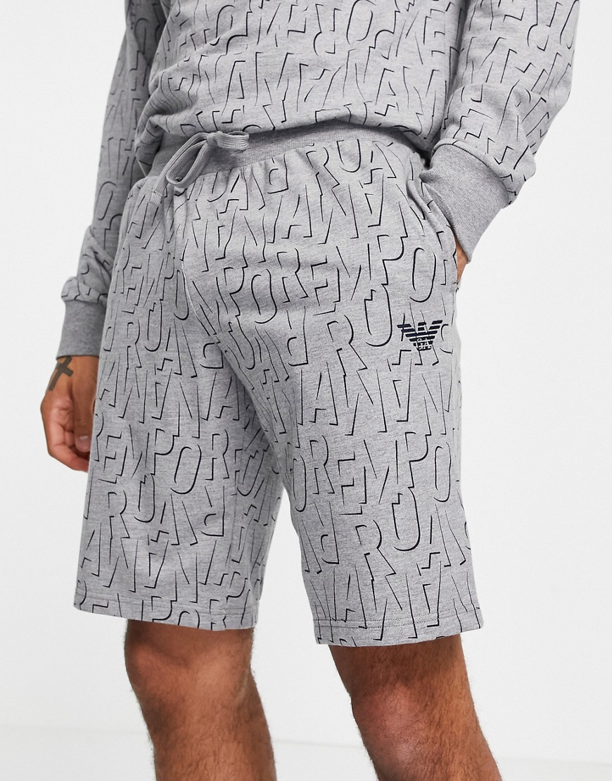 Emporio Armani - Bodywear - Terry - Shorts bedekt met logo's in grijs