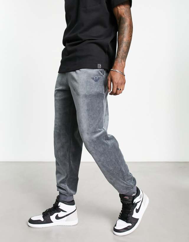 Emporio Armani Bodywear velour lounge sweatpants in gray