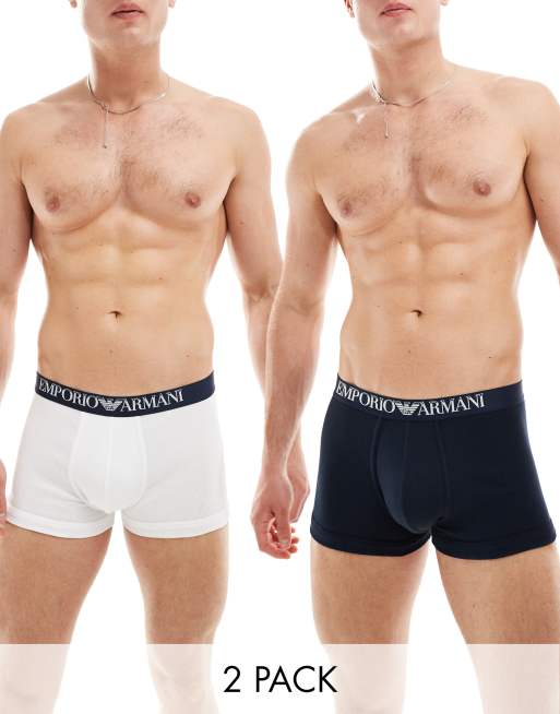 Emporio Armani Bodywear – Zestaw 2 par prążkowanych bawełnianych bokserek w kolorach granatowym i białym