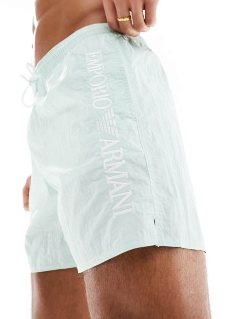 Emporio Armani - Bodywear - Zwemshort met logo in pepermunt blauw