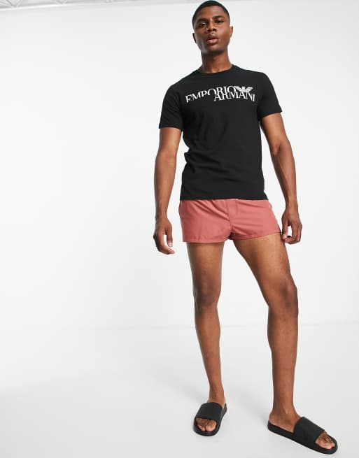 Emporio Armani bold logo swim t shirt in black ASOS