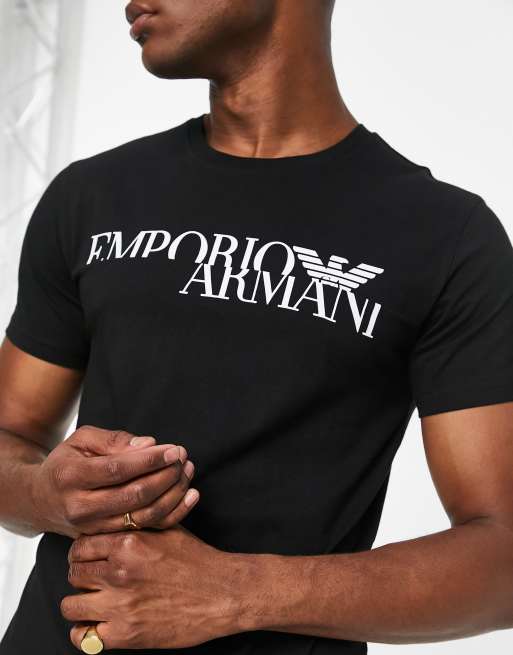 Emporio Armani bold logo swim t shirt in black ASOS