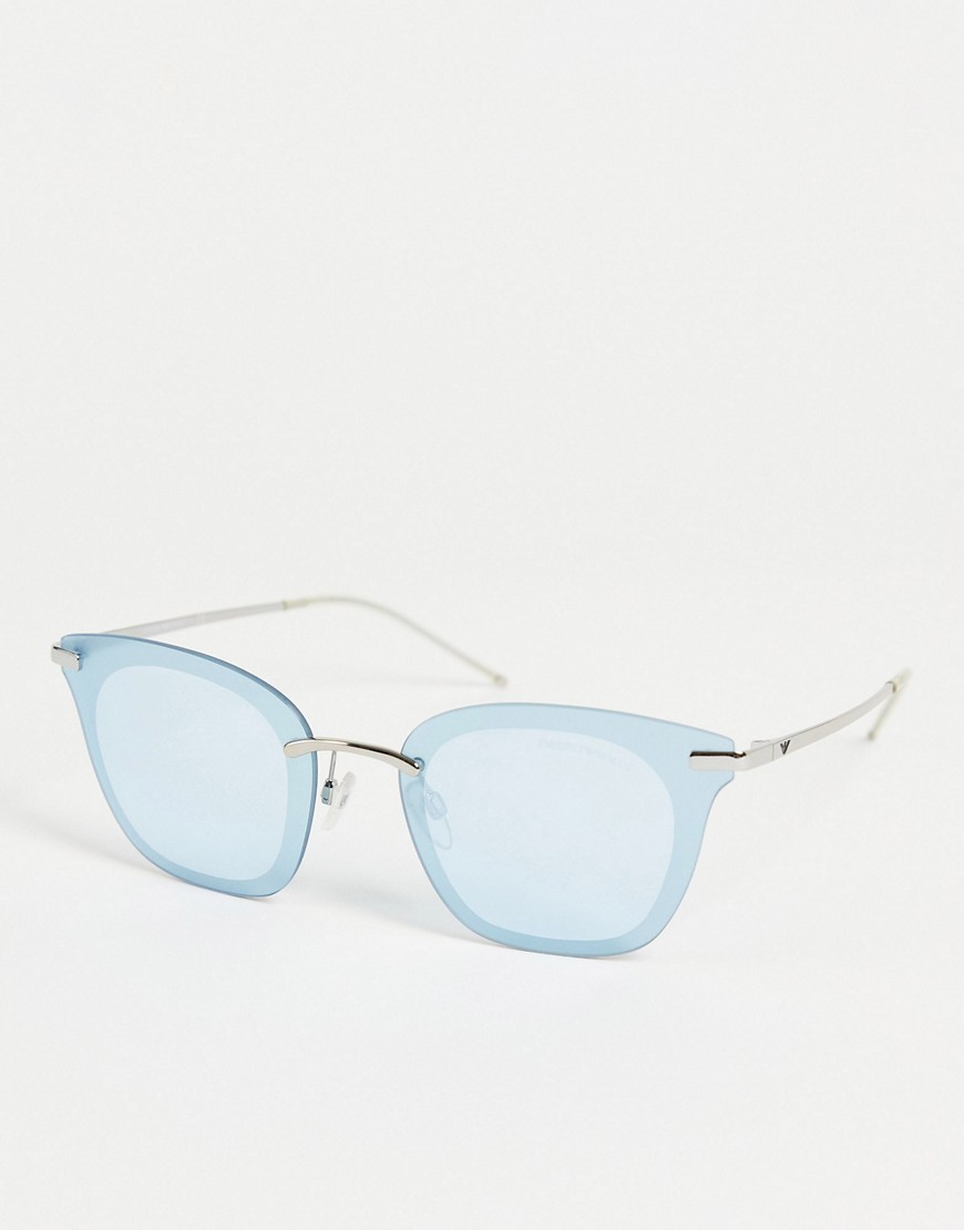 Emporio Armani cat eye sunglasses in baby blue-Silver