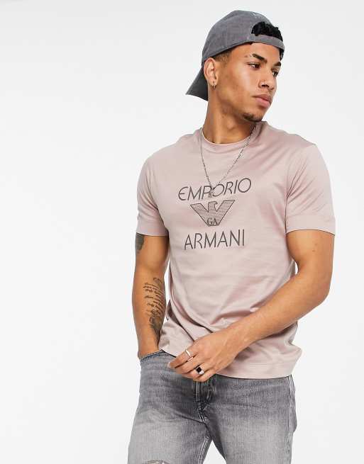 Emporio Armani chest logo t-shirt in pink | ASOS