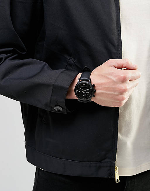 Emporio Armani Chronograph Silicone Lined Watch AR1970 | ASOS