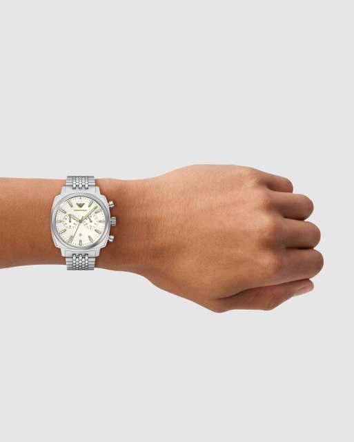 Emporio Armani Chronograph stainless steel watch in silver, 3 of 4