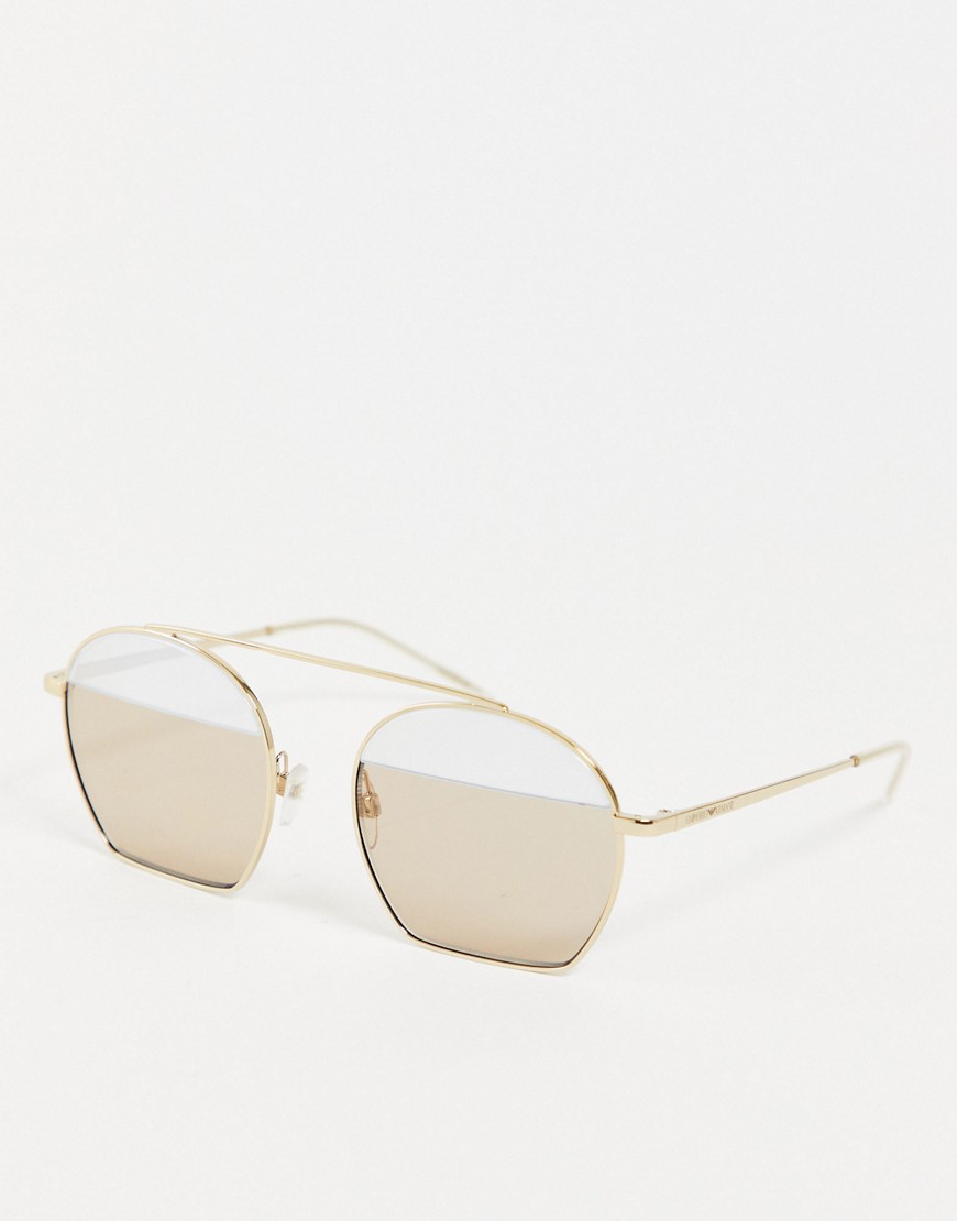 Emporio Armani color block lens sunglasses-Brown