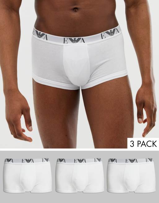 Emporio Armani - Confezione da 3 boxer aderenti bianchi con logo EVA