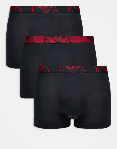 Emporio Armani - Confezione da 3 boxer aderenti neri e rossi con logo grande - view 1