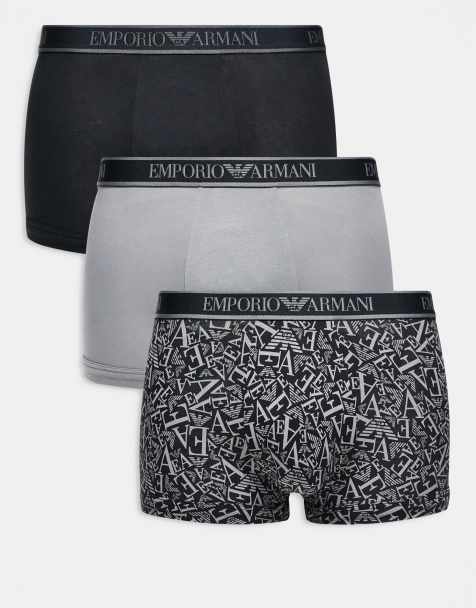 Emporio Armani - Confezione da 3 boxer aderenti neri multicolore con logo grande - view 1